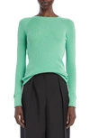 The Row Visby Ribbed Crewneck Superfine Cashmere Sweater In Clover Green