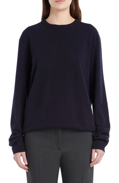 The Row Sendai Crewneck Cashmere Sweater In Dark Navy