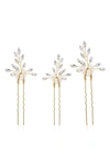 Brides And Hairpins Agapi Set Of 4 Pearl & Crystal Hair Pins In Gold