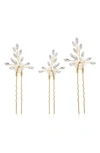 Brides And Hairpins Brides & Hairpins Agapi Set Of 4 Pearl & Crystal Hair Pins In Gold