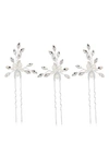 Brides And Hairpins Agapi Set Of 4 Pearl & Crystal Hair Pins In Silver