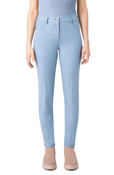 Akris Magda Stretch-cotton Denim Slim-fit Pants In Ice Blue