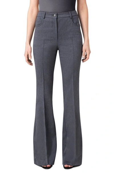 Akris Pintucked Bootcut Stretch Denim Trousers In Graphite