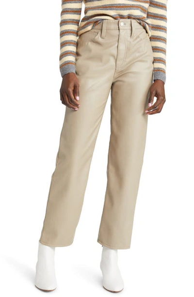 Madewell The Perfect High Waist Straight Leg Faux Leather Pants In Forest