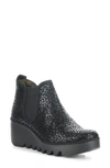 Fly London Salv Black Leather Moc Croc Wedge Chelsea Boots In 016 Anthracite Rames