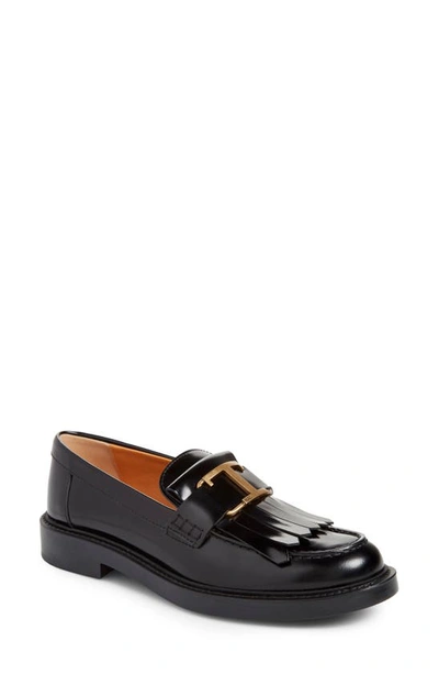 Tod's Chain-detail Leather Loafers In Schwarz