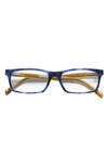 Eyebobs Number Crunchers 54mm Rectangular Reading Glasses In Medium Blue/ Clear