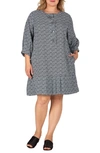 Standards & Practices Long Sleeve Flounce Dress In Black White