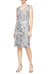 ALEX EVENINGS SEQUIN EMBROIDERED SHEATH DRESS