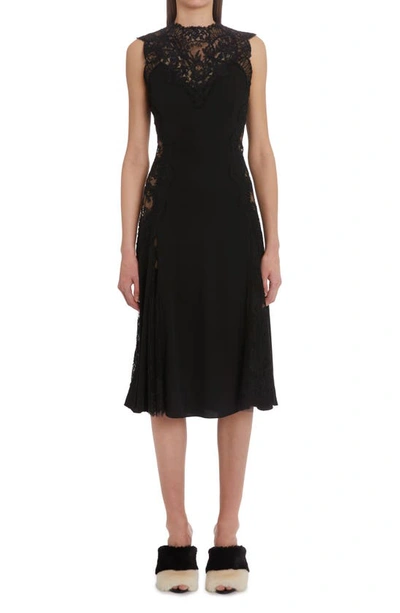 Dolce & Gabbana Sleeveless Lace & Stretch Silk Charmeuse Dress In Black