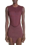 Dion Lee Gender Inclusive Rib Jersey Corset Tank In Oxblood