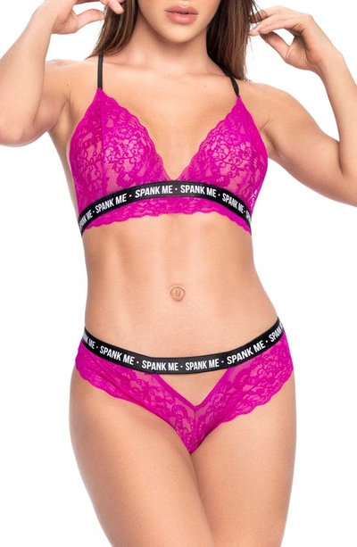 Mapalé Lace Bra & Trouseries Set In Hot Pink