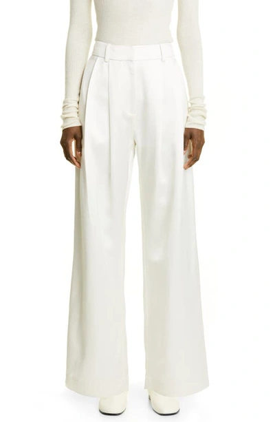 Co Pleated Wide-leg Wool Crepe Trousers In White