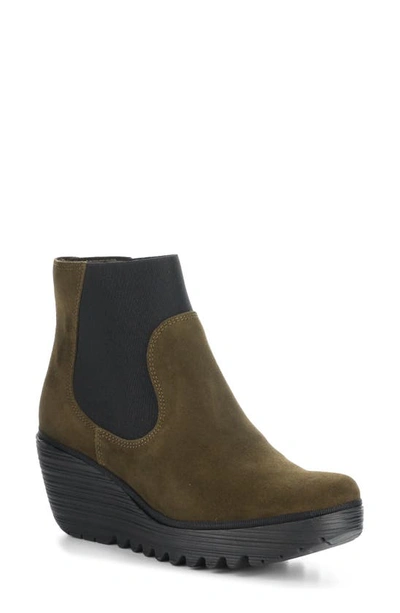 Fly London Yade Wedge Bootie In 007 Sludge Oil Suede