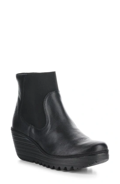 Fly London Yade Wedge Bootie In 000 Black Mousse