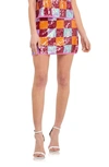 Endless Rose Sequin Check Miniskirt In Pink Multi