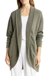 Barefoot Dreams Cotton Blend Circle Cardigan In Olive Branch