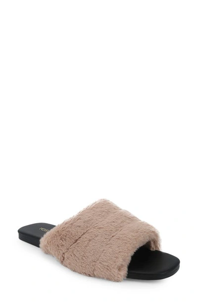 Yosi Samra Noro Faux Fur Slide Sandal In Brown