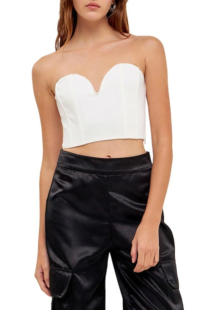 Grey Lab Corset Sweetheart Strapless Crop Top In Ivory