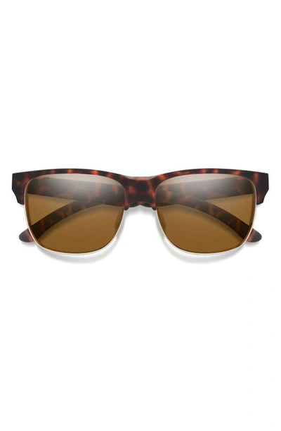 Smith Lowdown Split 56mm Chromapop™ Polarized Square Sunglasses In Matte Tortoise / Brown