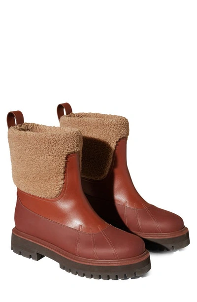 Loro Piana Regent Cashmere And Silk-blend Fleece And Leather Ankle Boots In Brown