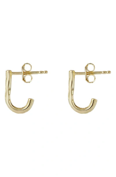 Argento Vivo Hammered J Hoop Earrings In Gold