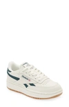 Reebok Club C Double Platform Sneaker In Chalk/forest /lee 3