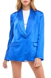 Endless Rose The Satin Blazer In Blue