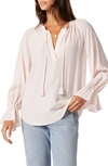 Joie Cecarina Ruched Bell-sleeve Tassel Top In Pink