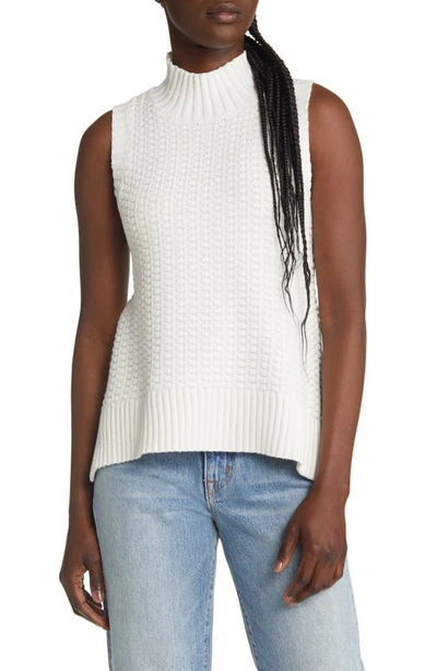 French Connection Mozart Popcorn Stitch Sleeveless Cotton Sweater In Winter White