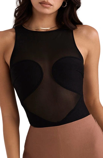 House Of Cb Chiara Bandage Bodysuit In Black