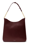 Demellier Helsinki Leather Hobo Bag In Burgundy Small Grain