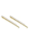 Brides And Hairpins Adaline 2-piece Imitation Pearl Bobby Pin Set In Gold