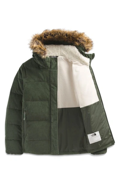 The North Face Kids' North 600-fill Power Down Parka With Faux Fur Trim In Thyme