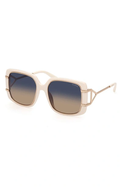 Guess 57mm Gradient Lens Square Sunglasses In Ivory / Gradient Blue