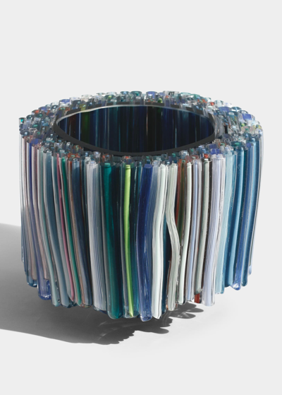 Sabine Lintzen Little Thread Glass Sculpture In Ocean Blue