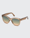 Tom Ford Wallace Acetate Cat-eye Sunglasses In 45p Champagne