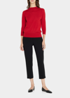 Loro Piana 3/4-sleeve Featherweight Cashmere Sweater In R07p Red Maple Le