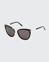 Tom Ford Simona Cat-eye Metal & Acetate Sunglasses In Black