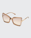 TOM FORD GIA SEMI-RIMLESS BUTTERFLY SUNGLASSES