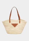 Prada Woven Straw Basket Tote Bag In F0a5t Naturale Co
