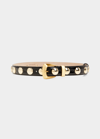 Khaite Benny Skinny Patent Leather Studded Belt In Black