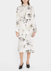 MARIA MCMANUS ABSTRACT PRINT SCARF-NECK SHIFT MIDI DRESS