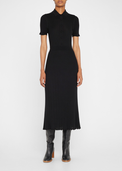 Gabriela Hearst Amor Knit Polo Midi Dress In Black