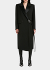 Alexander Mcqueen Double-breasted Wool Blend Coat With Buckle Detail In Black