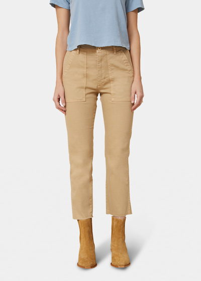Amo Denim Straight Cropped Army Trousers In Parchment