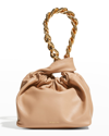 Demellier Santa Monica Leather Top-handle Bag W/ Chain In Light Tan