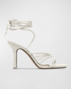 Black Suede Studio Luisa Strappy Ankle-wrap Sandals In Cream Nappa Leath