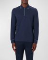 Bugatchi Tipped Long Sleeve Quarter Zip Polo In Midnight