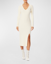 Lblc The Label Zoe Rib-knit Long-sleeve Midi Dress In Ivory